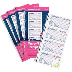 TOPS Adams Spiral 2-part Money/Rent Receipt Book, Canary, 5 / Pack, ABFSC1152PK