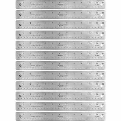 Acme United Westcott Stainless Steel Rulers, 12 / Box, ACM10415BX