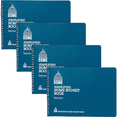 Dome Simplified Home Budget Book, White, 10.50" Width x 7.50" Length, 4 / Bundle, DOM840BD