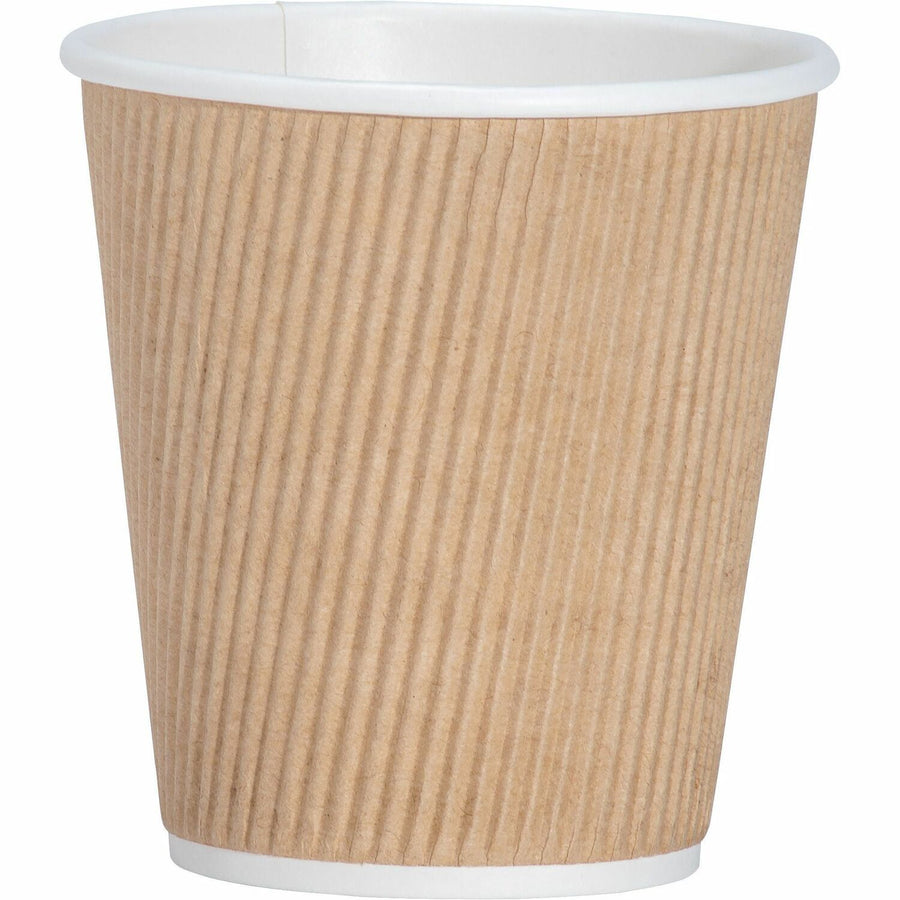Genuine Joe 10 oz Rippled Hot Cups, Brown, 10 fl oz, Insulated, 5 / Bundle, GJO11256BD