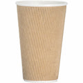 Genuine Joe 16 oz Rippled Hot Cups, Brown, 5 / Bundle, GJO11257BD