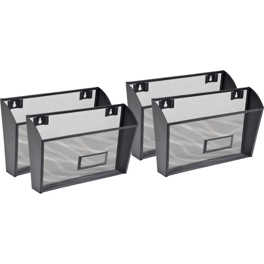 Lorell Mesh Wire Wall Pockets, 12.62" x 6.62", Black, 4 / Carton, LLR84144CT