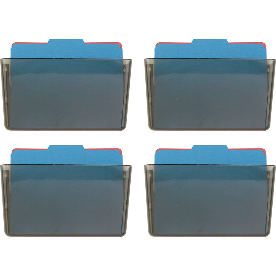 Officemate Mountable Wall File, 13" x 7", Smoke, Plastic, 4 / Carton, OIC21431CT