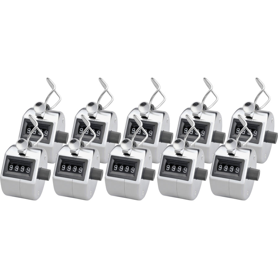 Sparco Finger Ring Tally Counter, Silver, Chrome Plated Steel, 10 / Box, SPR24100BX