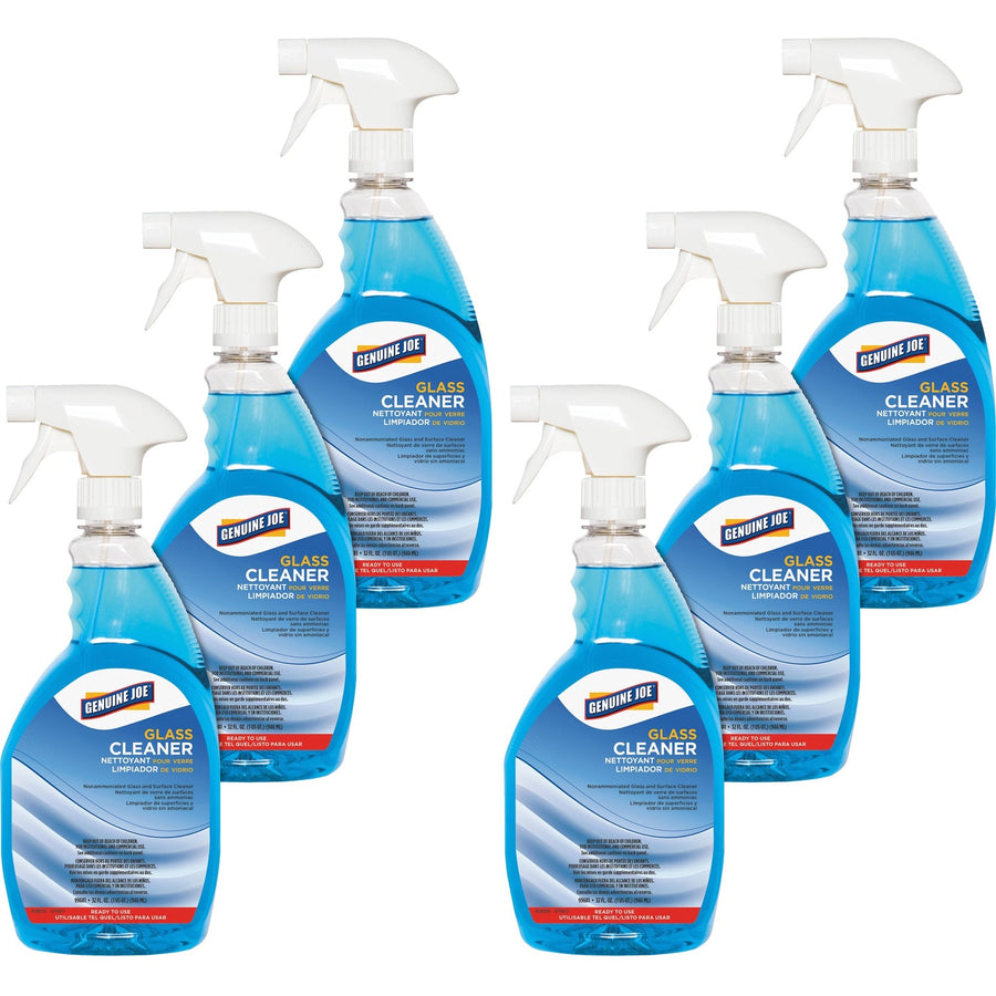 Genuine Joe Non-Ammoniated Glass Cleaner, Blue, Non-streaking, 6 / Carton, GJO99681CT