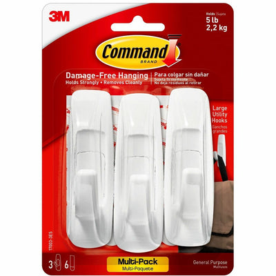 3M Command Large Utility Hook Value Pack, White, 1 Pack, MMM170033ES