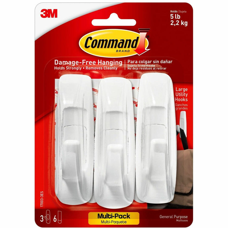 Command Large Utility Hook Value Pack, White, Plastic, 1 / Pack, MMM170033ES