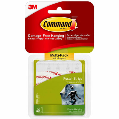 3M Command Poster Strips - Multi-Pack, White, 1 Pack, MMM1702448ES