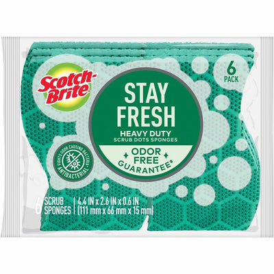 3M Scotch-Brite Scrub Dots Heavy-duty Scrub Sponge, Green, 1 Pack, MMM303064