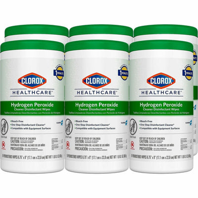 The Clorox Clorox Healthcare Hydrogen Peroxide Cleaner Disinfectant Wipes, White, 6 / Carton, CLO30824CT