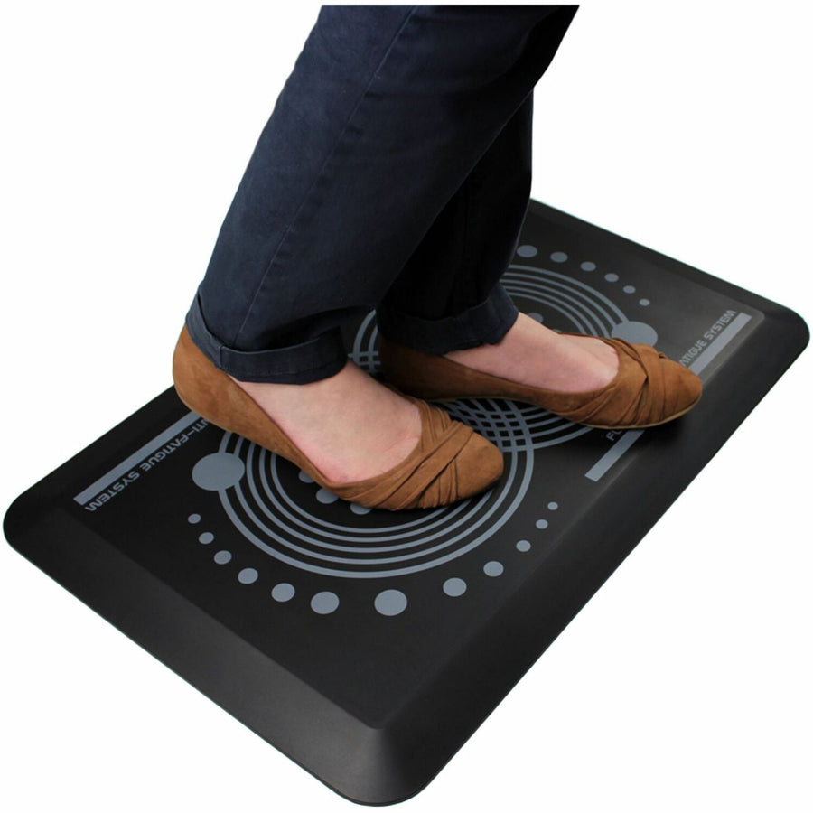 Floortex AFS-TEX® 2000 Black Active Anti-Fatigue Mat - 20" x 32", Polyurethane, Stain Resistant, FLRFCA22032BK