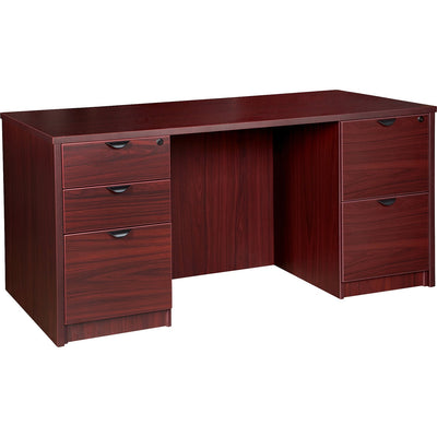 Lorell Prominence 2.0 Double-Pedestal Desk, Brown, LLRPD3066DPMY
