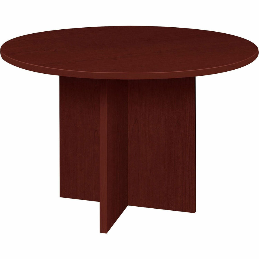 Lorell Prominence 2.0 Round Laminate Conference Table, 1" Thickness - Top, Particleboard, Adjustable Glide, LLRPT42RMY