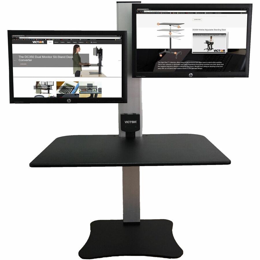 Victor High Rise Electric Dual Monitor Height Adjustable Standing Desk Workstation, 28" x 20", Aluminum, Laminated, VCTDC450