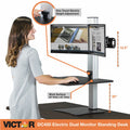 Victor High Rise Electric Dual Monitor Height Adjustable Standing Desk Workstation, Aluminum, VCTDC450