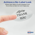 Avery Sure Feed Glossy Labels, Crystal Clear, 1 Pack, AVE22854