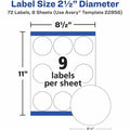 Avery Durable Waterproof Labels, 2.5" Diameter, 72 Total, Matte, 1 Pack, AVE22856