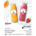 Avery Durable Waterproof Labels, 2.5" Diameter, 72 Total, Matte, 1 Pack, AVE22856