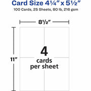 Avery® Postcards, Ivory, Two-Sided, 4-1/4" x 5-1/2" , 100 Cards (5919), 1 Box