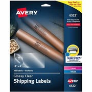 Avery® Shipping Labels, Glossy Clear, 2" x 4" , 100 Labels (6522), 1 Pack
