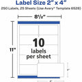 Avery Shipping Labels, Glossy, White, 2" x 4", 250 Total (6528), 1 Pack, AVE6528
