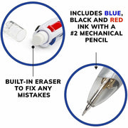 BIC 4-Color 3+1 Ball Pen and Pencil, Assorted Inks, 1 Pack