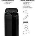 Fellowes AutoMax 350C Auto Feed Cross-Cut Shredder, Black, FEL4964001