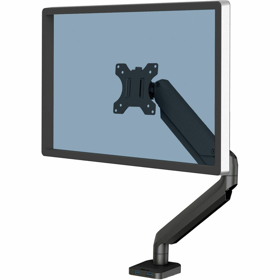 Fellowes Platinum Series Single Monitor Arm, 4.50" x 23.20", Black, Steel, 180° Pivot, 1 Unit, FEL8043301