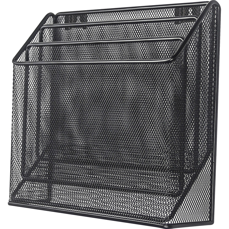 Lorell Mesh Desktop Organizer, Black Mesh/Wire, 3.54" x 11.42", Metal, Durable, LLR84138