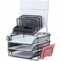 Lorell Divided 4-tier Desktop Organizer, Black, LLR95251