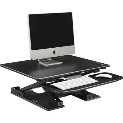 Lorell Electric Desk Riser with Keyboard Tray, Black, LLR99552