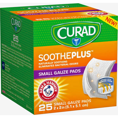 Medline Curad SoothePlus Medium Non-stick Pads, White, 1 Box — view 1