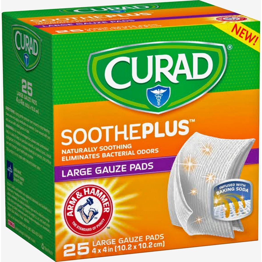 Medline Curad SoothePlus Medium Non-stick Pads, White, 1 Box — view 1