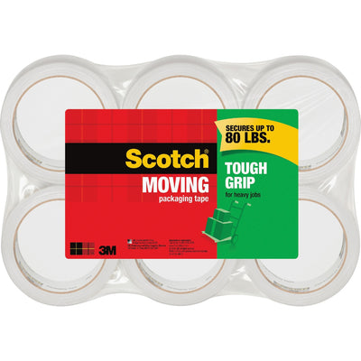 3M Scotch Tough Grip Moving Packaging Tape, Clear, 1 Pack — view 1