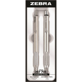 Zebra STEEL 7 Series M/F 701 Mechanical Pencil & Ballpoint Pen Set, 0.7 mm, 2 / Set, ZEB10519