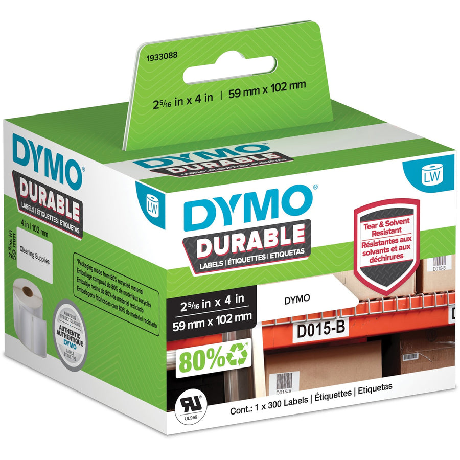 Dymo Address Label, White, Plastic, DYM1933088
