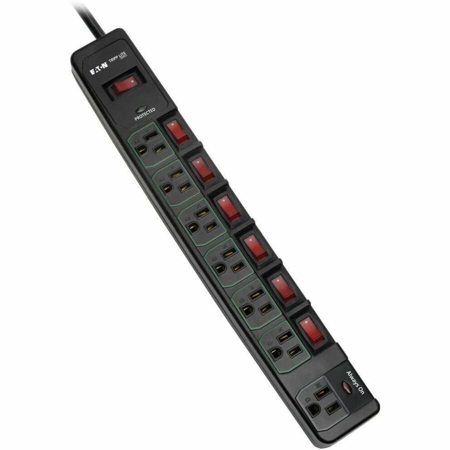 Tripp Lite series TLP76MSGB ECO-Surge 7-Outlet Surge Protector, 3.4" x 1.4", TRPTLP76MSGB