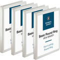 Business Source Round-ring View Binder, White, 8 1/2" Width x 11" Length, 4 / Bundle, BSN09951BD