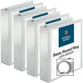 Business Source Round-ring View Binder, White, 8 1/2" Width x 11" Length, 4 / Bundle, BSN09957BD
