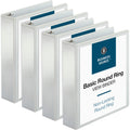 Business Source Round-ring View Binder, White, 8 1/2" Width x 11" Length, 4 / Bundle, BSN09957BD