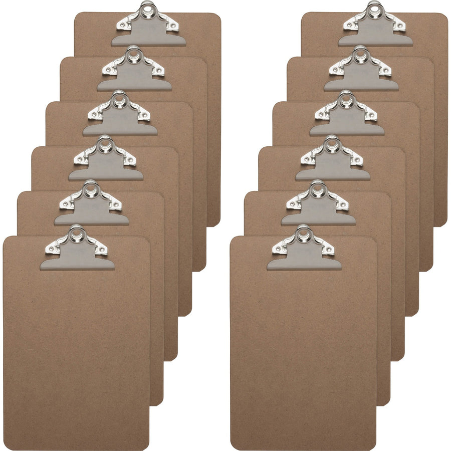 Business Source Mini Clipboard with Standard Metal Clip, Brown, 6" Width x 9" Length, 12 / Box — view 1