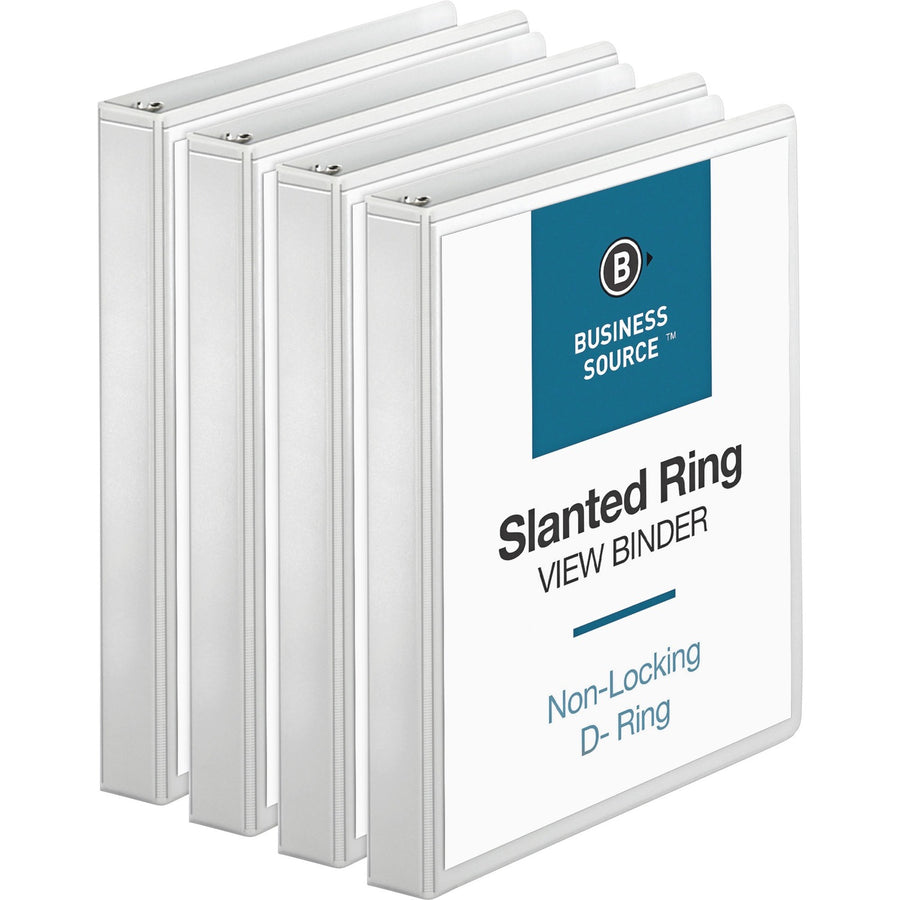 Business Source Basic D-Ring View Binders, White, 8 1/2" Width x 11" Length, 4 / Bundle — view 1