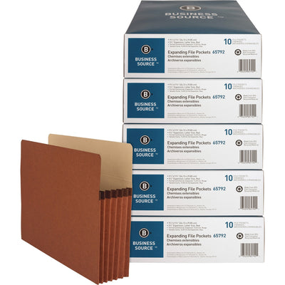 Business Source Letter Recycled File Pocket, Redrope, 8 1/2" Width x 11" Length, 5 / Carton — view 1