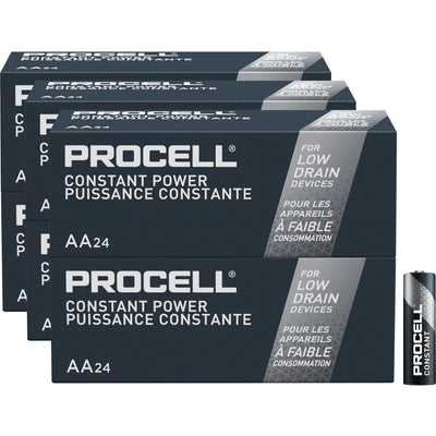 Duracell Procell by Alkaline AA Battery Boxes of 24, Black, 6 / Carton, DURPC1500BKDCT