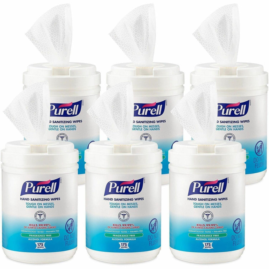 PURELL® Alcohol Hand Sanitizing Wipes, White, Textured, 6 / Carton, GOJ903106CT