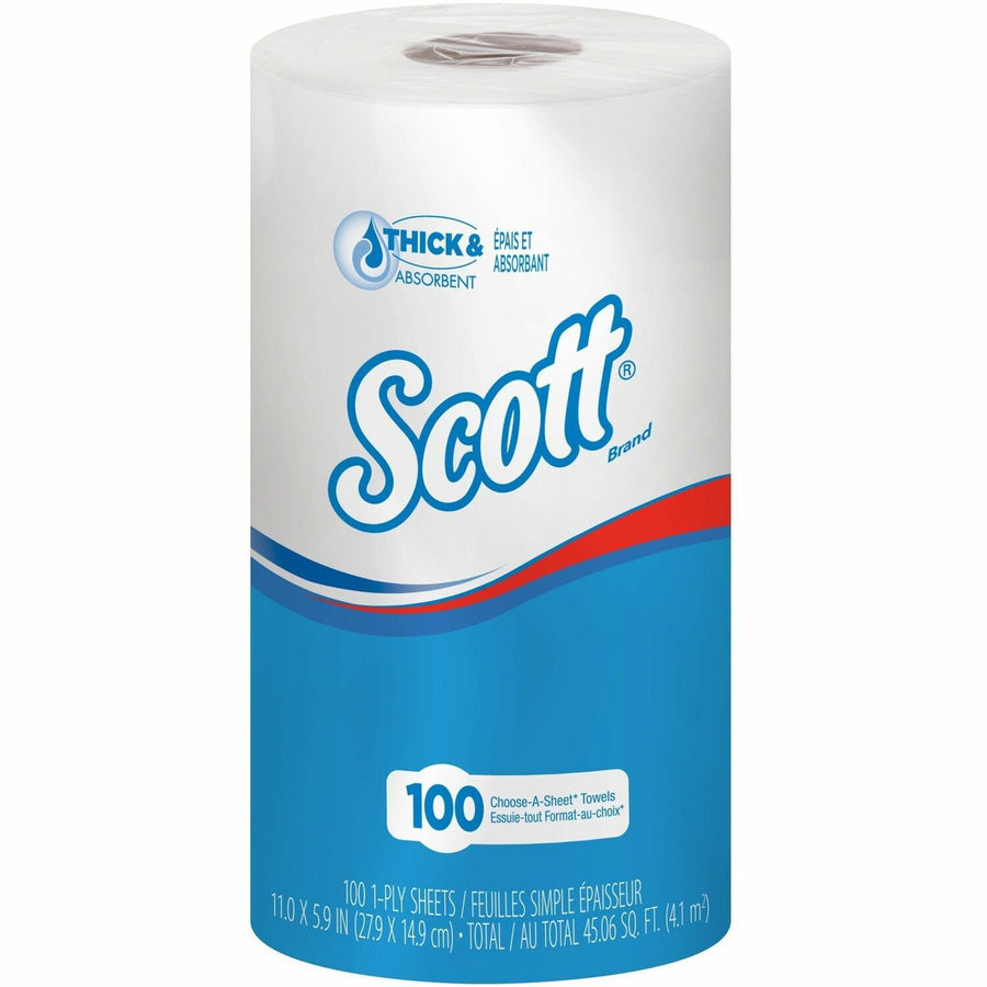 Scott Kitchen Roll Towels, Choose-A-Sheet, White, Paper, 1 4/5", Absorbent, 24 / Carton, KCC47031