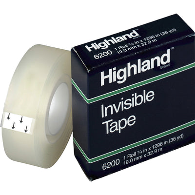 3M Highland Matte-finish Invisible Tape, Clear, 12 / Pack, MMM6200341296PK