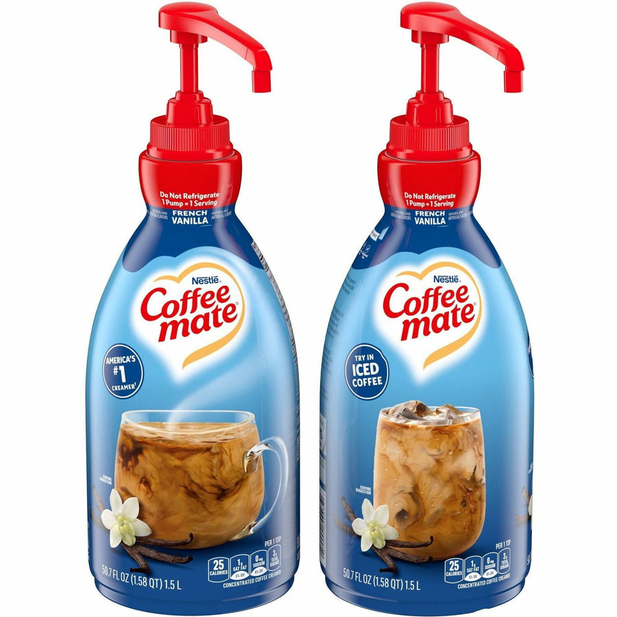 Coffee mate French Vanilla Liquid Concentrate Coffee Creamer - Pump Bottle, Non Dairy, 2 / Carton, NES31803CT