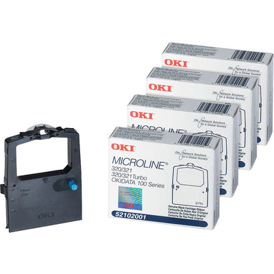 OKI Data Dot Matrix Ribbon Cartridge - Black - 4 / Bundle, OKI52102001BD