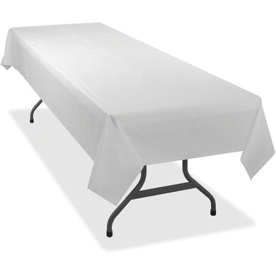 Tablemate Heavy-duty Plastic Table Covers, White, 4 / Carton, TBL549WHCT